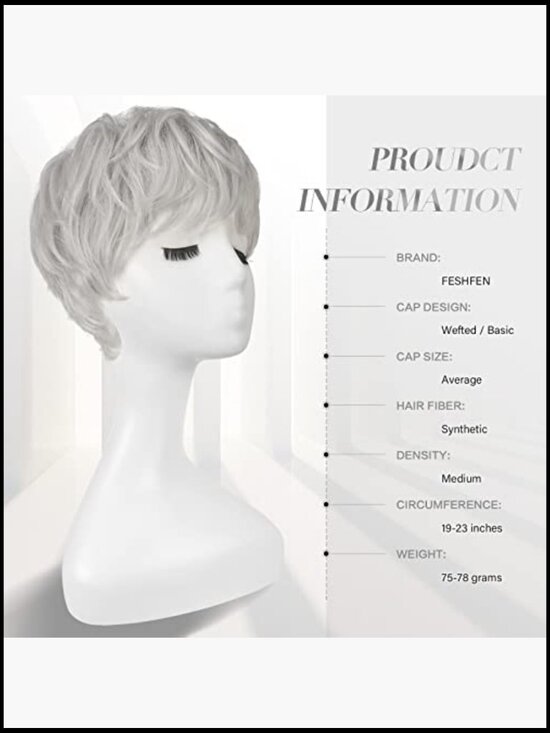 Short Pixie Wig Synthetic Wavy Layered Haircut with Bangs Glueless main image 4
